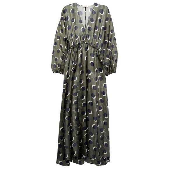 Eres Women's Neptune Moon Printed Silk Sheer Dress Olive Size S NEW WITH TAGS! - Picture 1 of 9